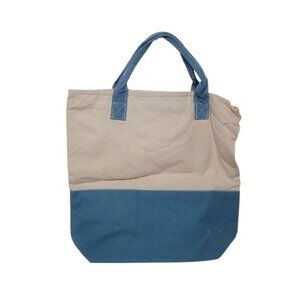 Martha Stewart Eco Friendly Canvas Reusable Blue Beige Tote Bag
